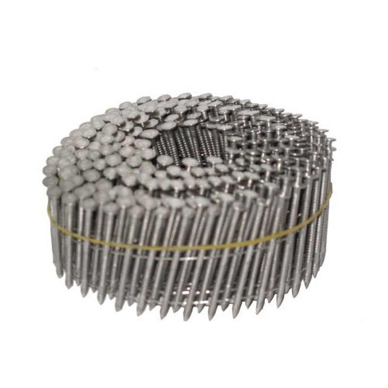 2X099WCSSR 2x099 15-Degree Wire Coil Stainless Steel Ring Shank Nails, 4,800/Box