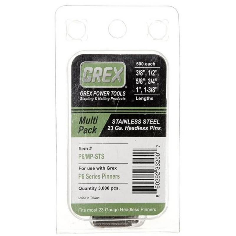 Grex P6/MP-STS 23-Gauge Combo Pack Stainless Steel Headless Pins, 3,000/Box