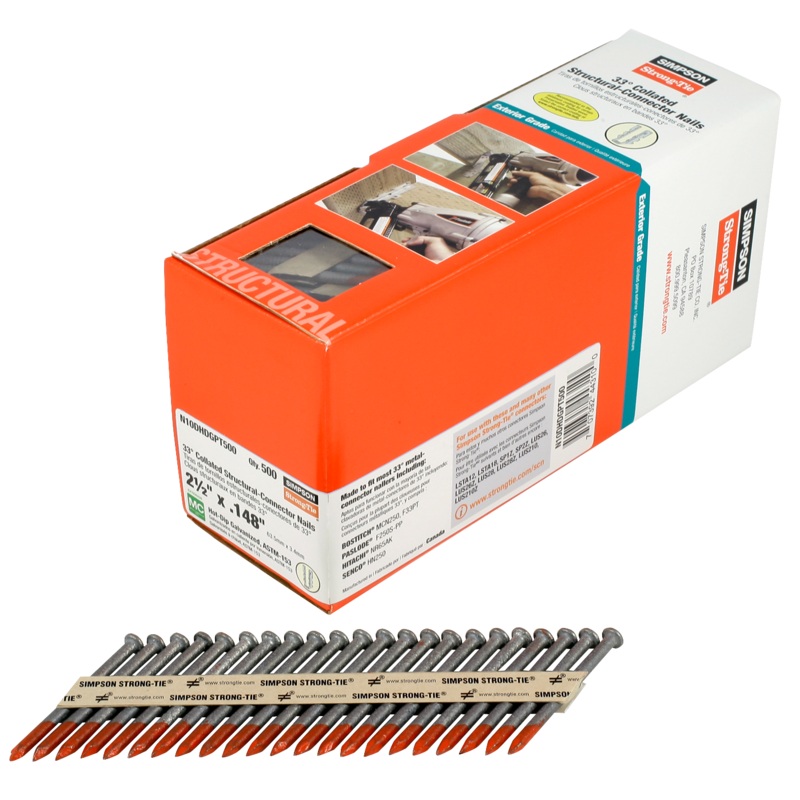 Simpson N10DHDGPT500 Strong-Drive 33 SCN SMOOTH-SHANK CONNECTOR Nail  2-1/2 in. x .148 in. HDG (500-Qty)