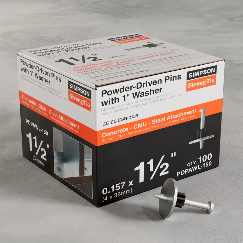 Simpson PDPAWL-150 PDPAWL.157-in. x 1-1/2-in. Powder-Actuated Pin w/ 1-in. Washer (100-Qty)