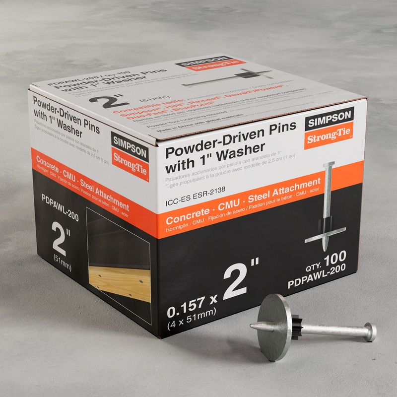Simpson PDPAWL-200 PDPAWL.157-in. x 2-in. Powder-Actuated Pin w/ 1-in. Washer (100-Qty)
