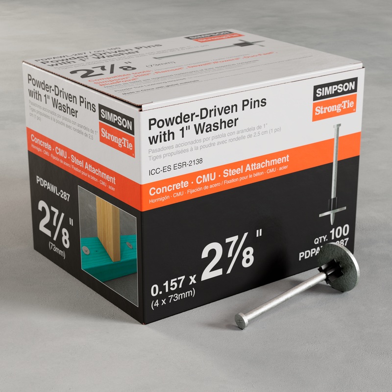 Simpson PDPAWL-287 PDPAWL.157-in. x 2-7/8-in. Powder-Actuated Pin w/ 1-in. Washer (100-Qty)