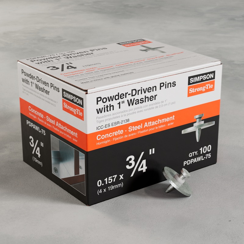 Simpson PDPAWL-75 PDPAWL.157-in. x 3/4-in. Powder-Actuated Pin w/ 1-in. Washer (100-Qty)