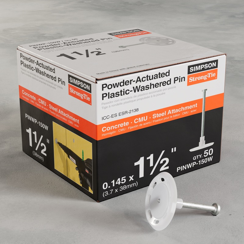 Simpson PINWP-150W PINWP 1-1/2 in. Powder-Actuated Plastic-Washered Pin for Insulation Board (50-Qty)