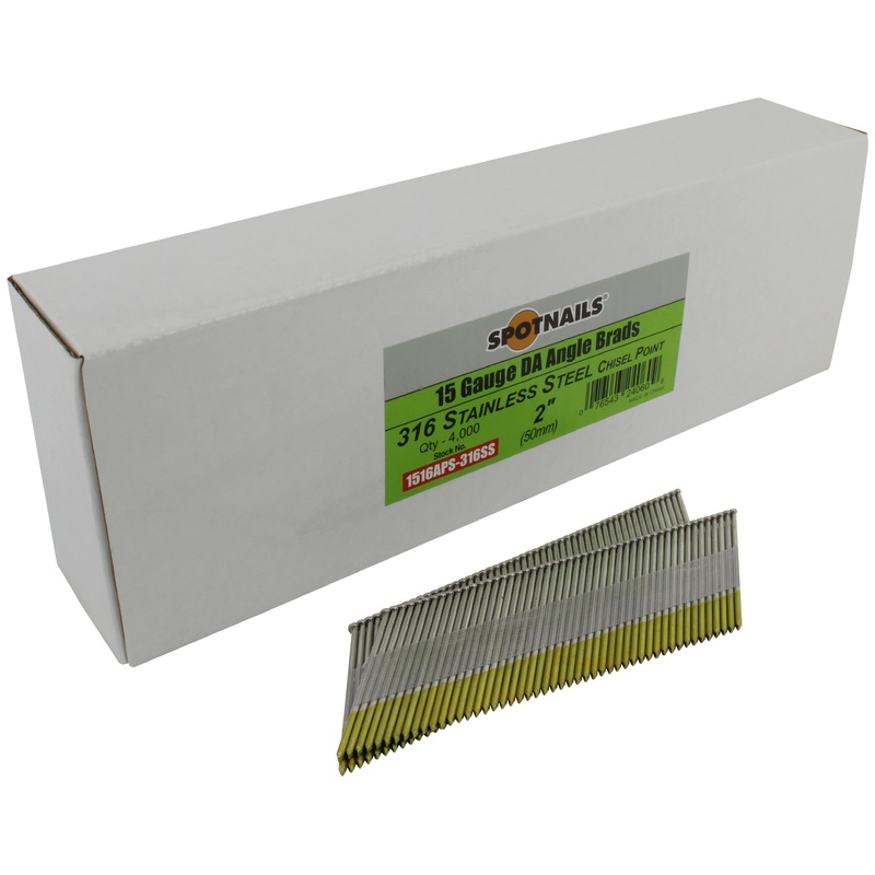 Spotnails 1516APS-316 2 in. 316 Stainless Steel 15 Gauge DA Angle Brads, 4,000/Box