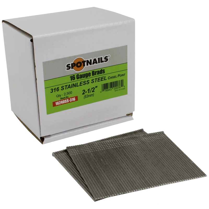 Spotnails 16240SS-316 2-1/2 in. 316 Stainless Steel 16 Gauge Brads, 2,500/Box