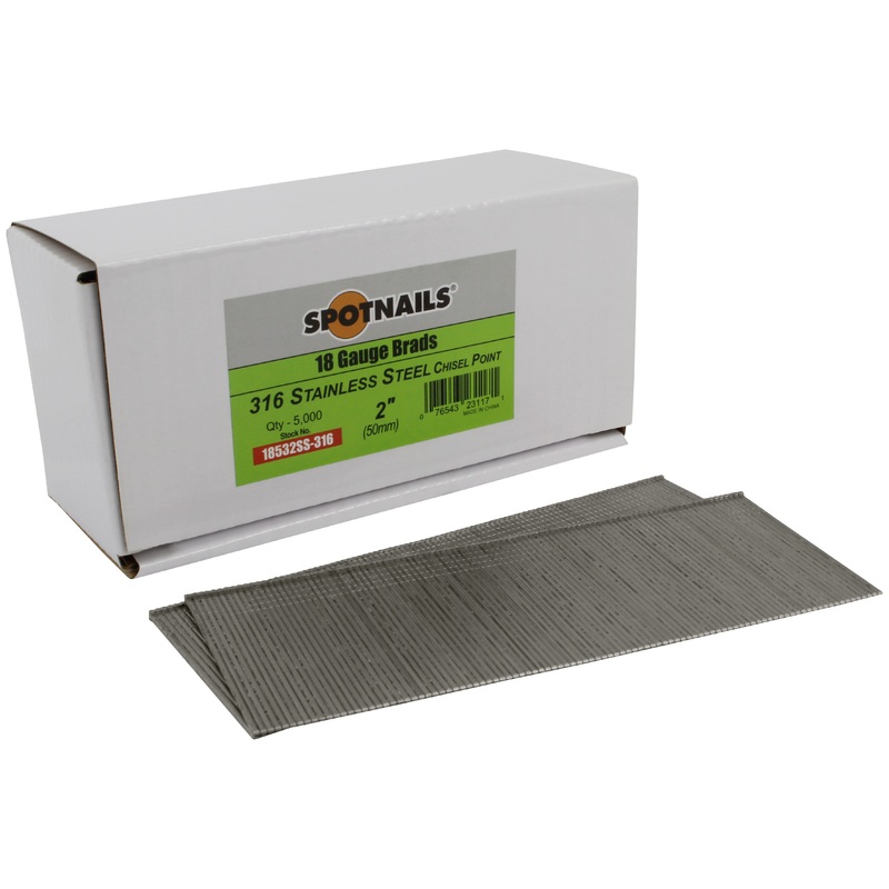Spotnails 18532SS-316 2 in. 316 Stainless Steel 18 Gauge AX Style Brads, 5,000/Box