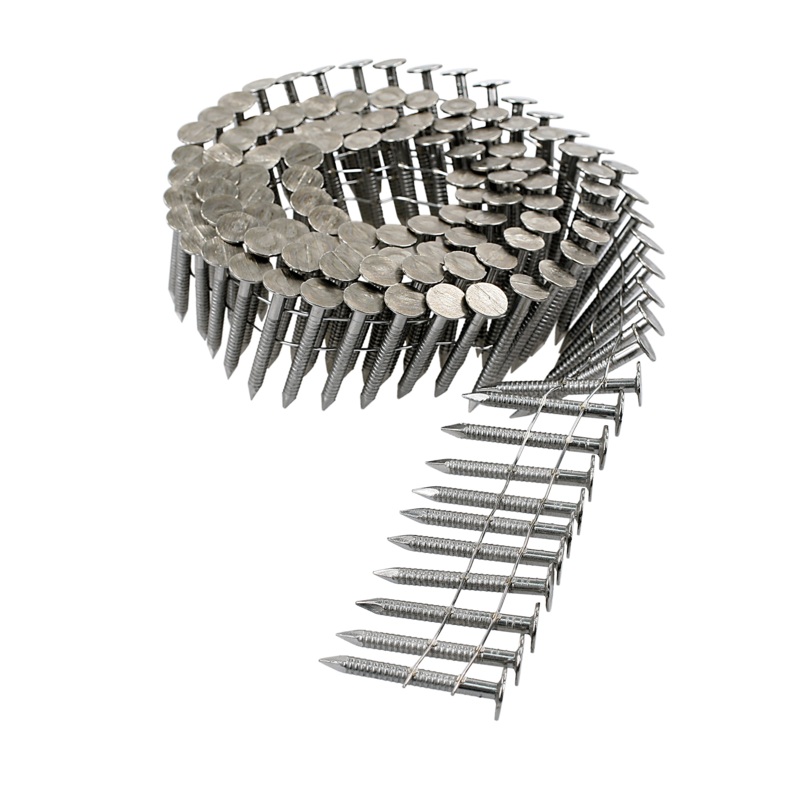 Simpson S11A100RNB 15 Wire Coil, Full Round Head, Ring-Shank Roofing Nail  1 in. Type 304 (7200-Qty)