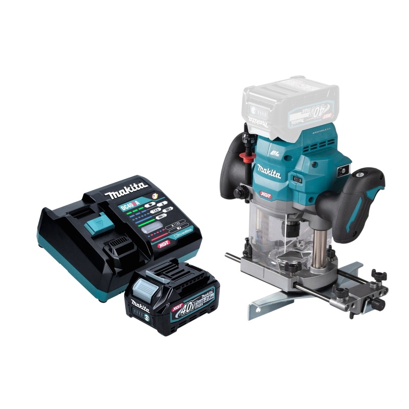 Makita RP 001 GD101 Fresadora sin cable 40 V mx. 12 mm sin escobillas + 1x batera recargable 2,5 Ah + cargador