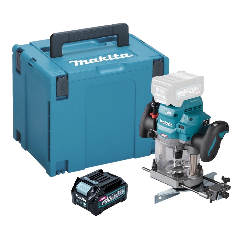 Makita RP 001 GD101 Fresadora sin cable 40 V mx. 12 mm sin escobillas + 1x batera recargable 2,5 Ah + Makpac - sin cargador