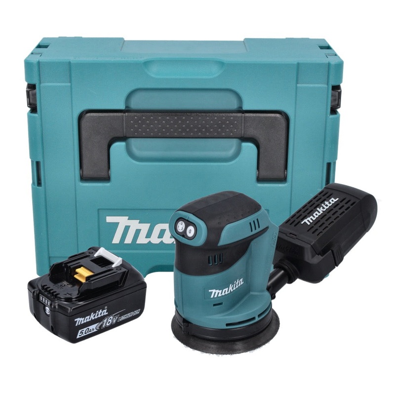 Lijadora excntrica a batera Makita DBO 180 G1J 18 V 125 mm + 1x batera 6,0 Ah + Makpac - sin cargador