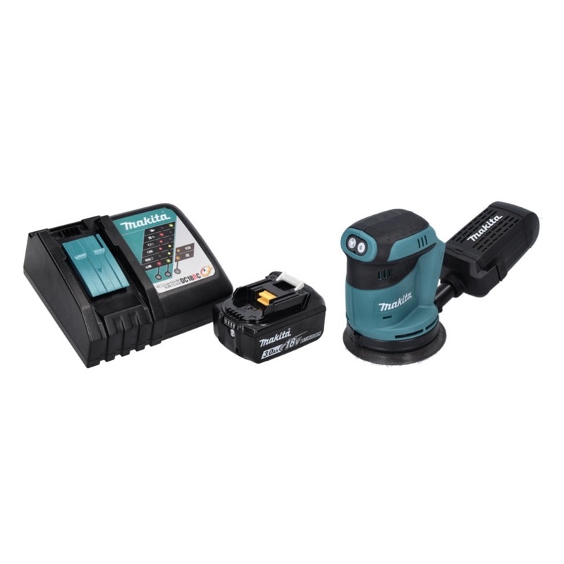 Lijadora excntrica a batera Makita DBO 180 RF1 18 V 125 mm + 1x batera 3,0 Ah + cargador