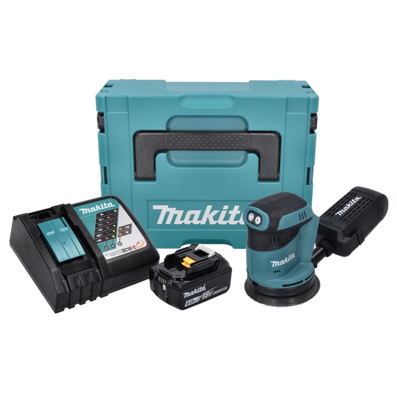 Lijadora excntrica a batera Makita DBO 180 RG1J 18 V 125 mm + 1x batera 6,0 Ah + cargador + Makpac