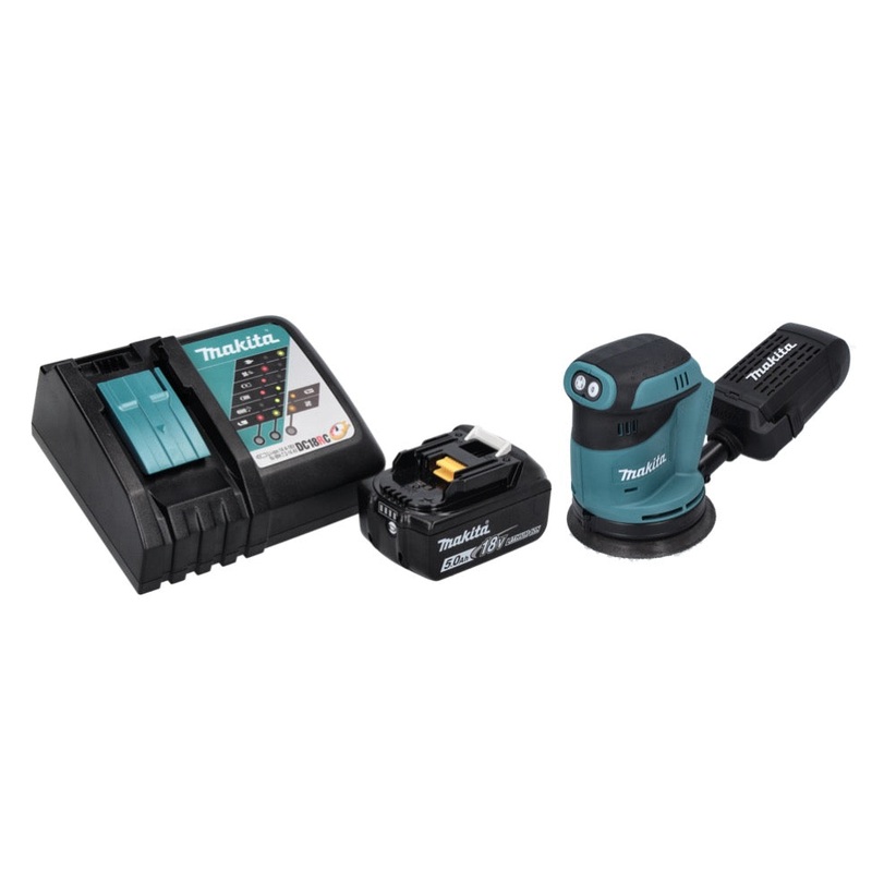Lijadora excntrica a batera Makita DBO 180 RT1 18 V 125 mm + 1x batera 5,0 Ah + cargador