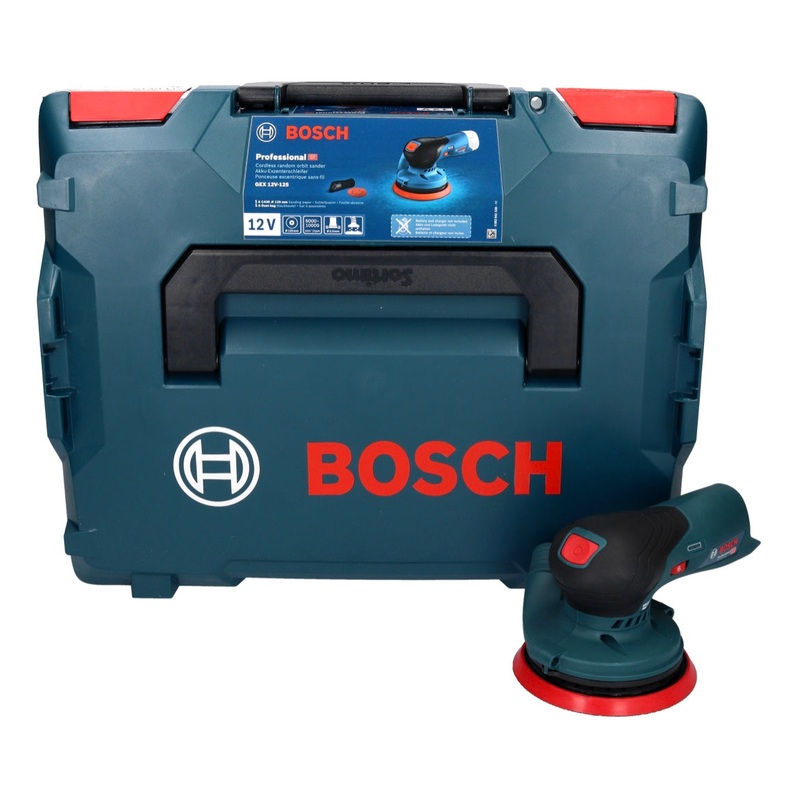 Lijadora excntrica inalmbrica Bosch GEX 12V-125 Professional 12 V 125 mm sin escobillas + L-Boxx (0601372100) - sin batera, sin cargador