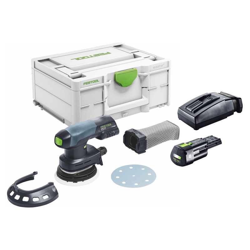 Lijadora excntrica inalmbrica Festool ETSC 125-Basic 18 V 125 mm sin escobillas + 1x batera 3.0 Ah + cargador + Systainer