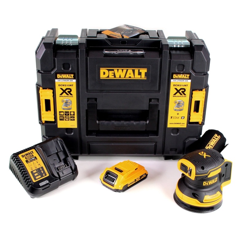 Lijadora orbital a batera DeWalt DCW 210 D1 brushless 18V 12.000 rpm 125 mm + 1x batera 2,0 Ah + 1x cargador rpido en TSTAK