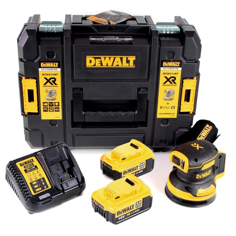Lijadora orbital a batera DeWalt DCW 210 M2 brushless 18V 12.000rpm 125mm + 2x bateras 4,0 Ah + 1x cargador rpido en TSTAK