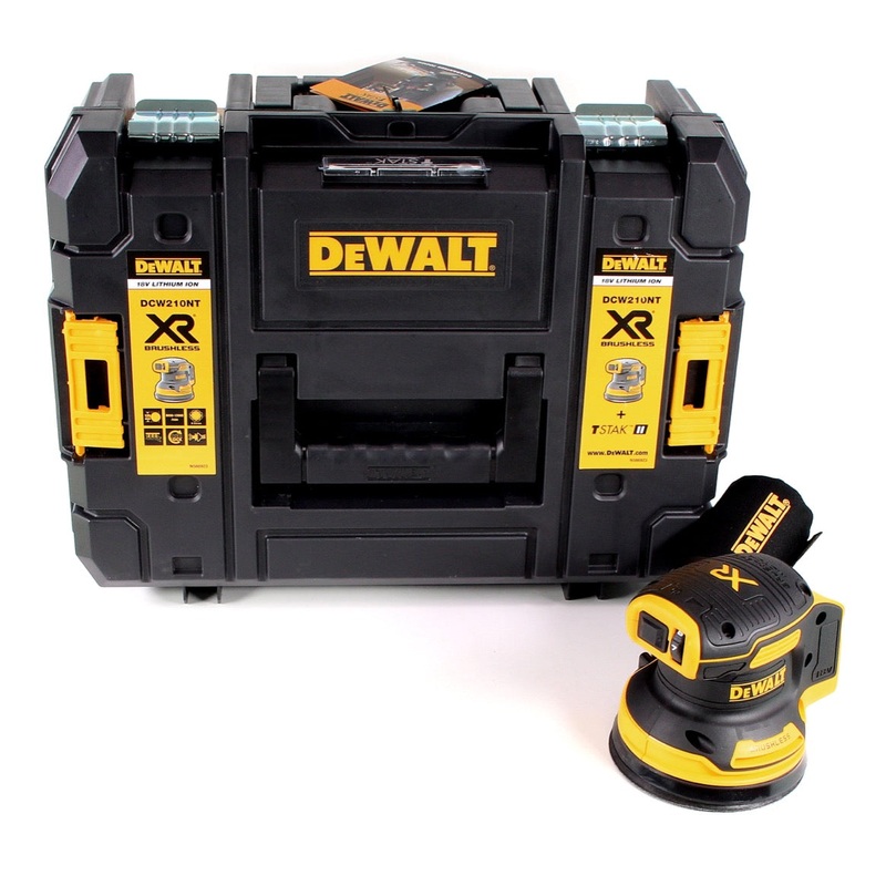 Lijadora orbital a batera DeWalt DCW 210 NT 18V 125mm Brushless Solo + TSTAK - sin batera, sin cargador