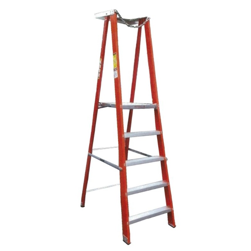 XG Fibreglass Platform Shelf Ladder, C-Type | Sizes : 3 - 12 Steps | Model : L-XG152FA