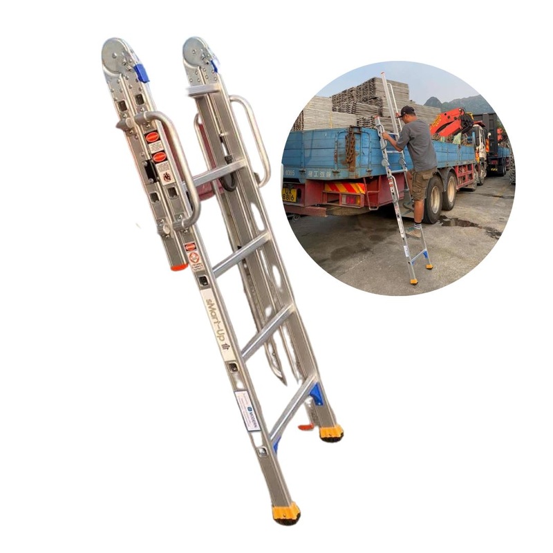 XG XG258D-5+2 Aluminium Foldable Adjustable Lorry Access Ladder  | Model : L-XG258D-5+2