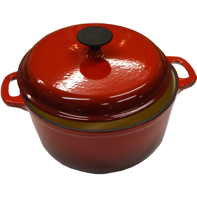 Xcel Cast Iron Casserole Enamel Red & White Round 240mm.