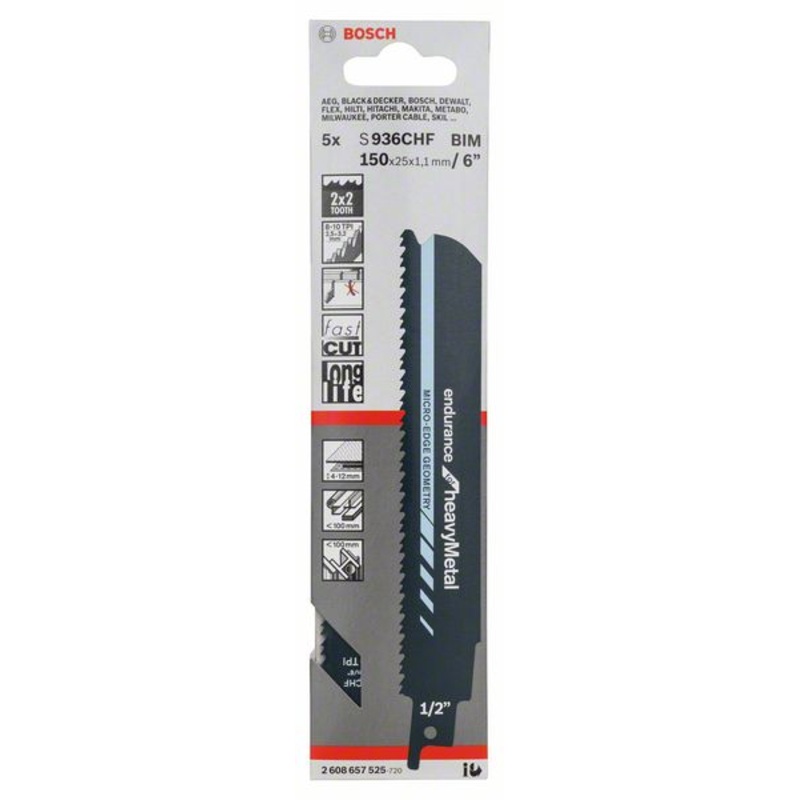 Hoja de sierra de sable BOSCH S 936 CHF longitud 150 mm ancho 25 mm (4000909615)