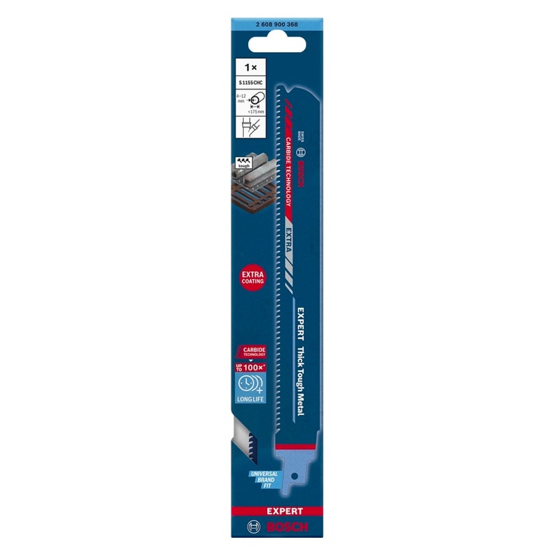 Hoja de sierra sable Bosch Expert S 1155 CHC Thick Tough Metal 225 mm (2608900368) Tecnologa de carburo
