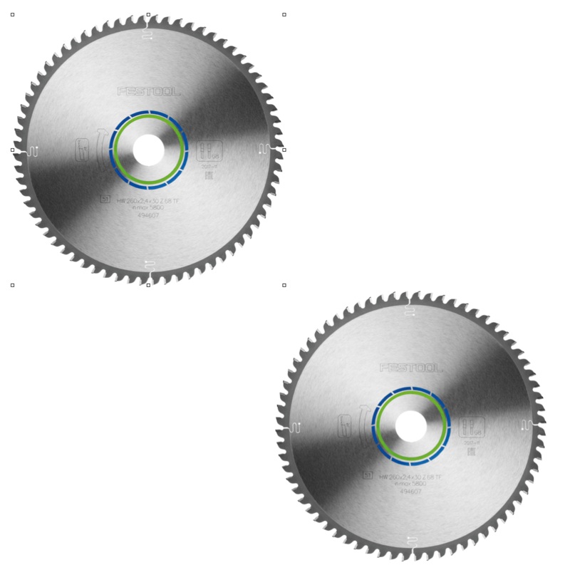 2x Festool hoja de sierra circular especial TF68 aluminio plstico 260 x 2,4 x 30 mm (494607) 260 mm 68 dientes para KS 88 120