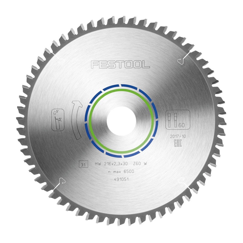 Festool hoja de sierra circular especial HW 216 x 30 x 2,3 mm W60 (491051) 216 mm 60 dientes