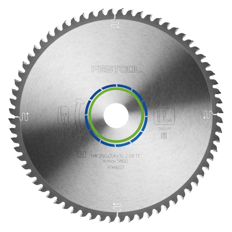 Festool hoja de sierra circular especial TF68 aluminio plstico 260 x 2,4 x 30 mm (494607) 260 mm 68 dientes para KS 88 120