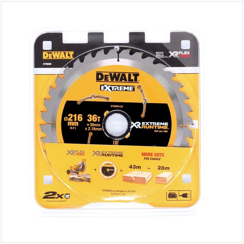 Hoja de sierra circular de mano Dewalt DT 99569 XR 216 mm / 30 mm con 36 dientes