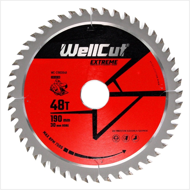 Hoja de sierra circular WellCut WC-C1903048 TCT 190 x 2,4 x 30 mm 48 dientes