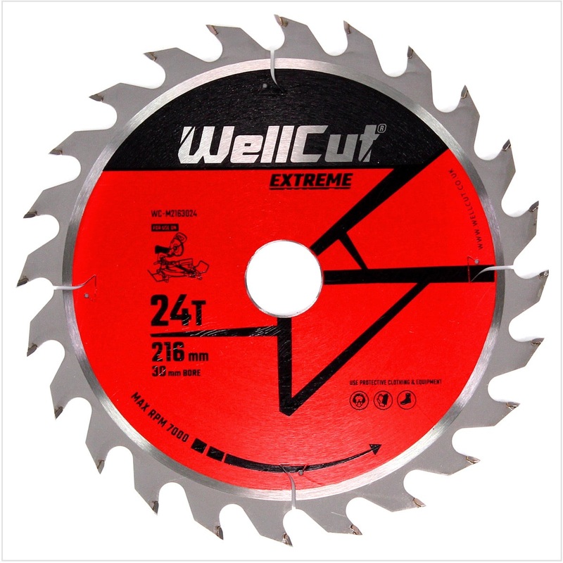 Hoja de sierra circular WellCut WC-M2163024 TCT 216 x 2,4 x 30 mm 24 dientes
