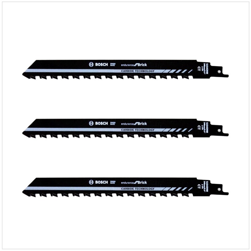 Bosch 3x hoja de sierra de sable S 1543 HM 240 mm / 9" para serrar en ladrillo, hormign celular, materiales de cemento