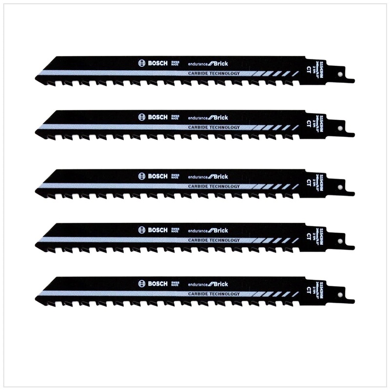 Bosch 5x hoja de sierra de sable S 1543 HM 240mm / 9" para serrar ladrillo, hormign celular y materiales de cemento SET