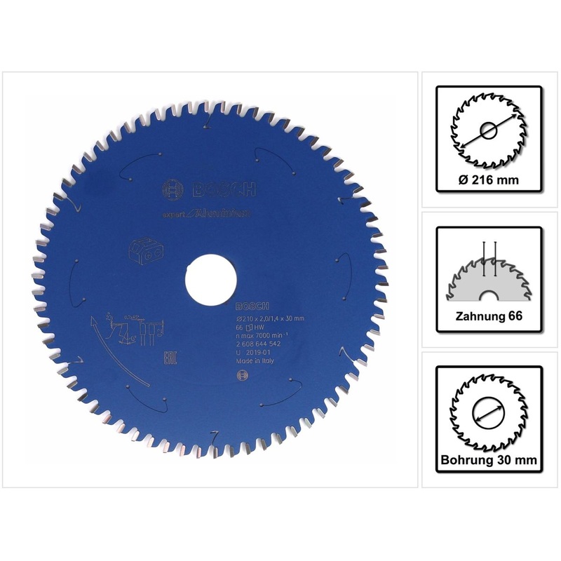 Hoja de sierra circular Bosch Expert para aluminio 210 x 1,4 x 30 mm 66 dientes (2608644542)