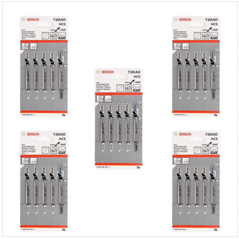 Hojas de sierra de calar Bosch T 101 AO Clean for Wood 25 piezas 83 mm (2608630031)