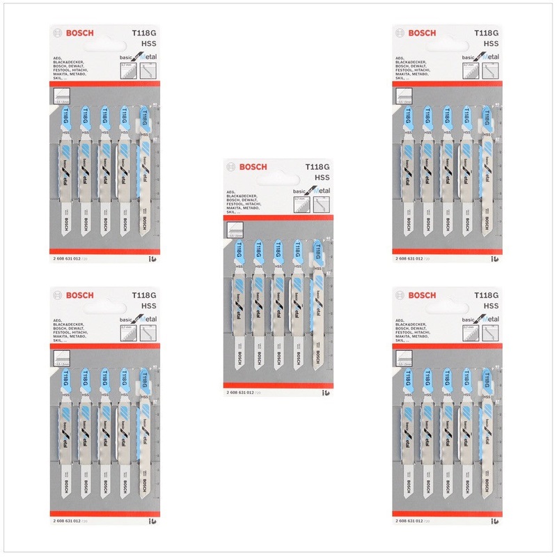Hojas de sierra de calar Bosch T 118 G Basic para metal 25 piezas 92 mm (2608631012)