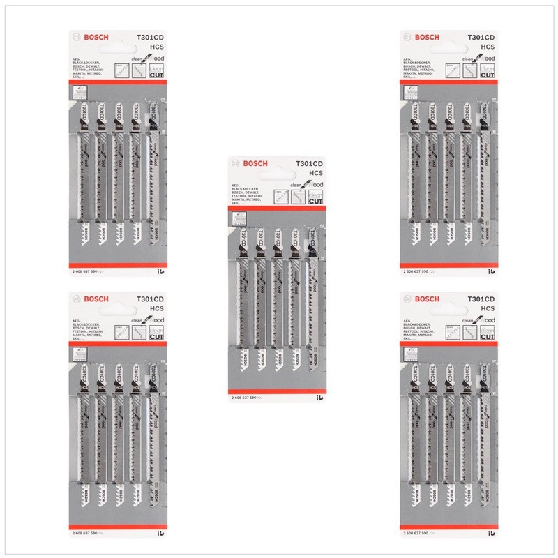 Hojas de sierra de calar Bosch T 301 CD Clean for Wood 25 piezas 117 mm (2608637590)