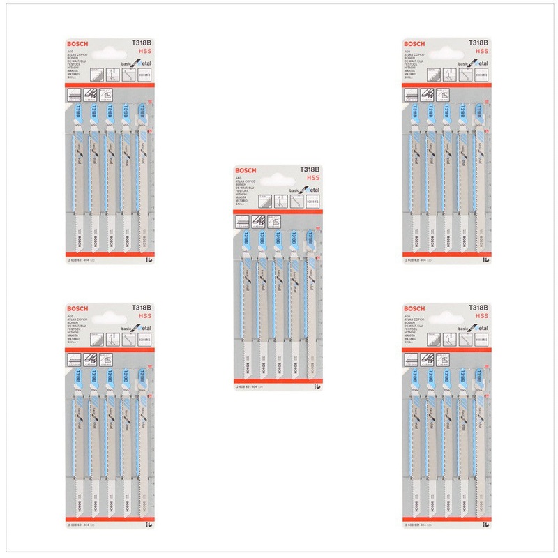 Hojas de sierra de calar Bosch T 318 B Basic para metal 25 piezas 132 mm (2608631404)
