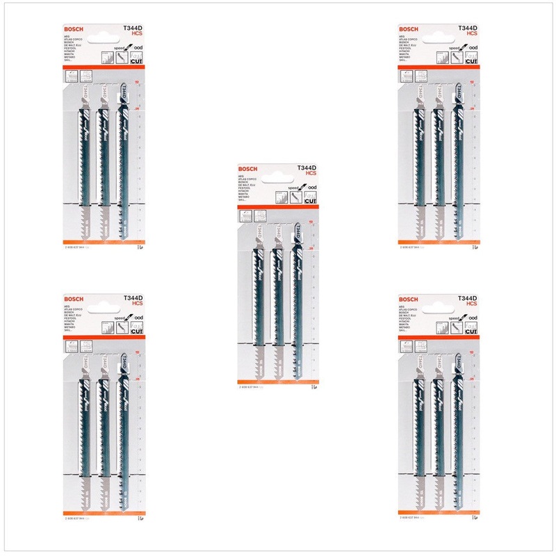 Hojas de sierra de calar Bosch T 344 D Especial para Madera 15 piezas 152 mm (2608637944)