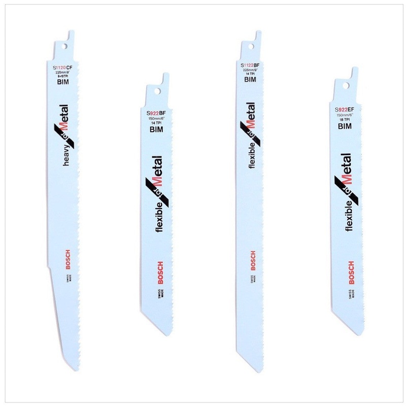 Hojas de sierra de sable Bosch de 4 piezas - juego para metal / chapa (S 1120 CF / S 922 BF / S 922 EF / S 1122 BF)
