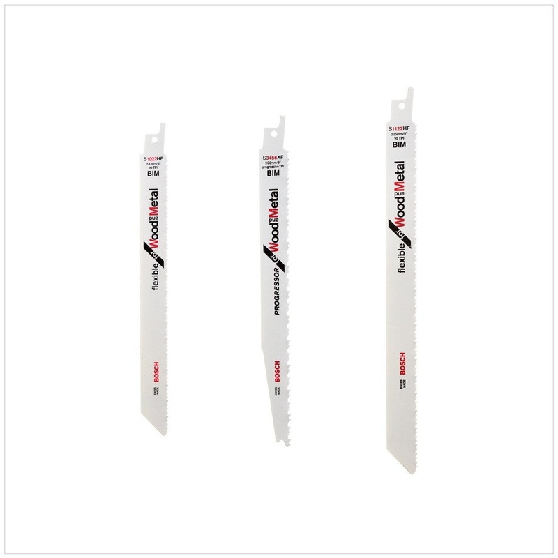 Juego de hojas de sierra sable universal Bosch de 3 piezas (S 1022 HF / S 3456 XF / S 1122 HF)