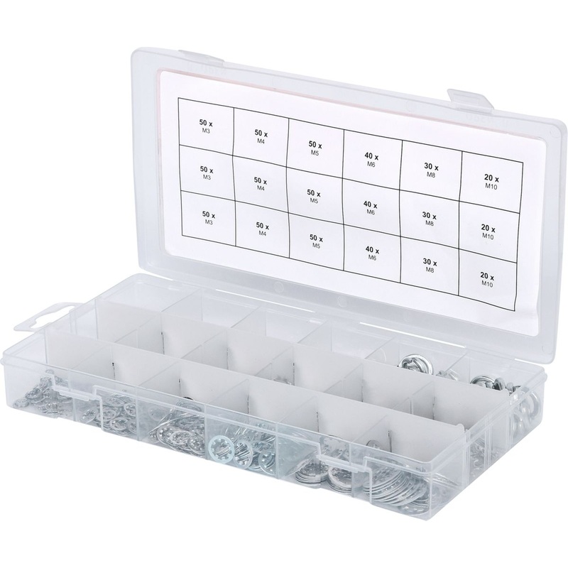 Surtido de arandelas dentadas KS TOOLS, M3-10, 720 piezas ( 970.0240 )