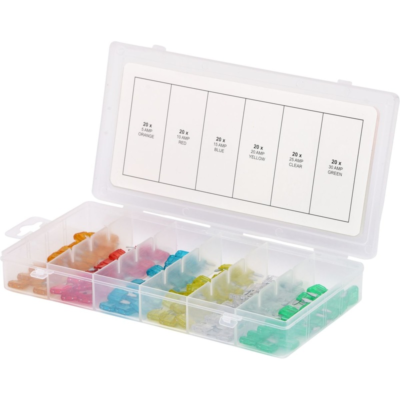 Surtido de mini fusibles KS TOOLS, 5-30A, 120 piezas ( 970.0280 )