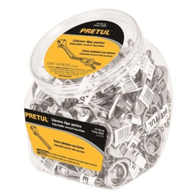 Pretul Keyring Counter Tub - Adjustable Wrench with Chain 50-pce