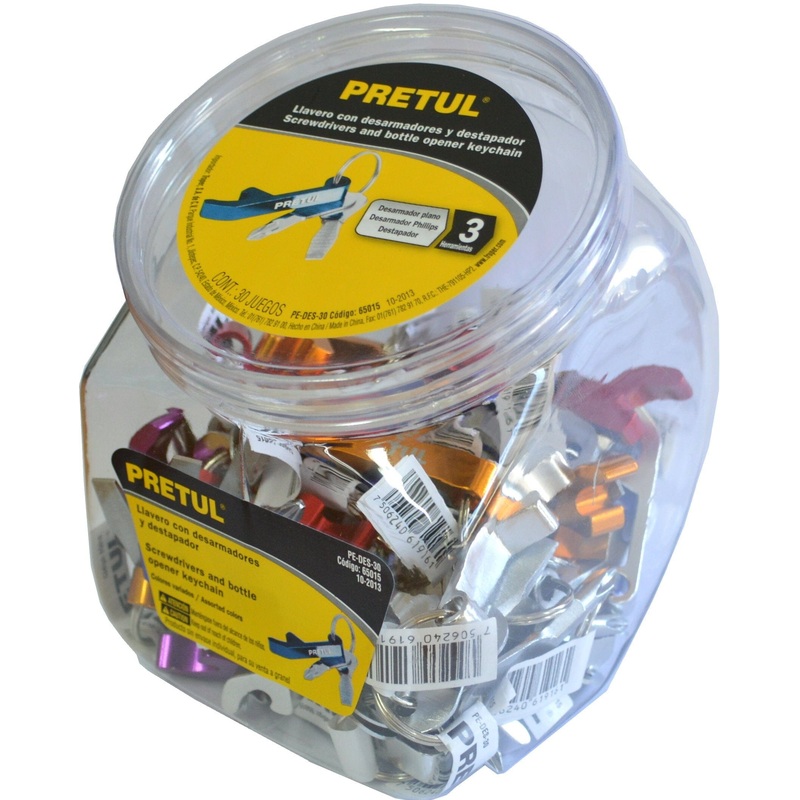 Pretul Keyring Counter Tub - Bottle opener & Screwdriver 30-pce
