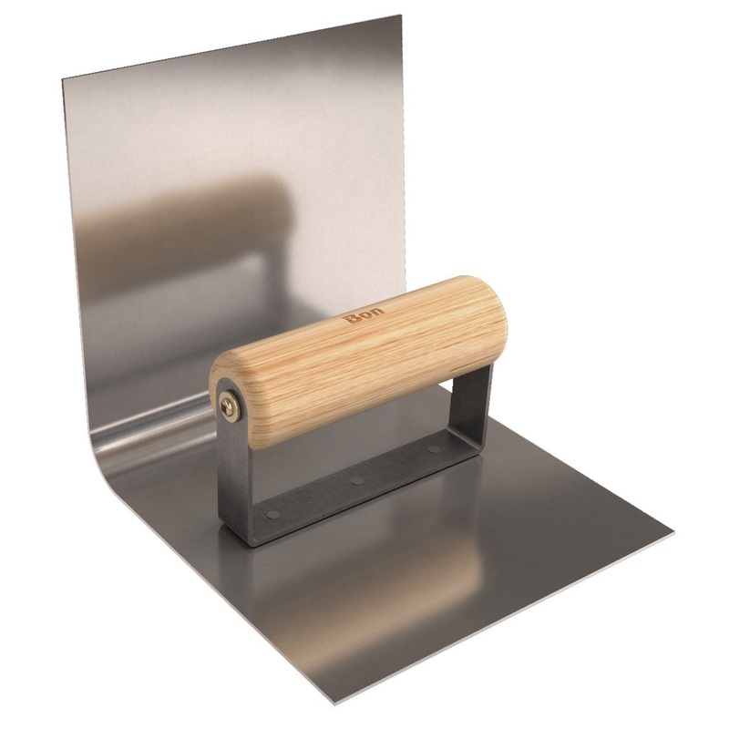 Bon 12-473 Base Tool - Stainless Steel 6-in. X 6-in. - 3/4-in. Radius 6-in. Lip Wood Handle