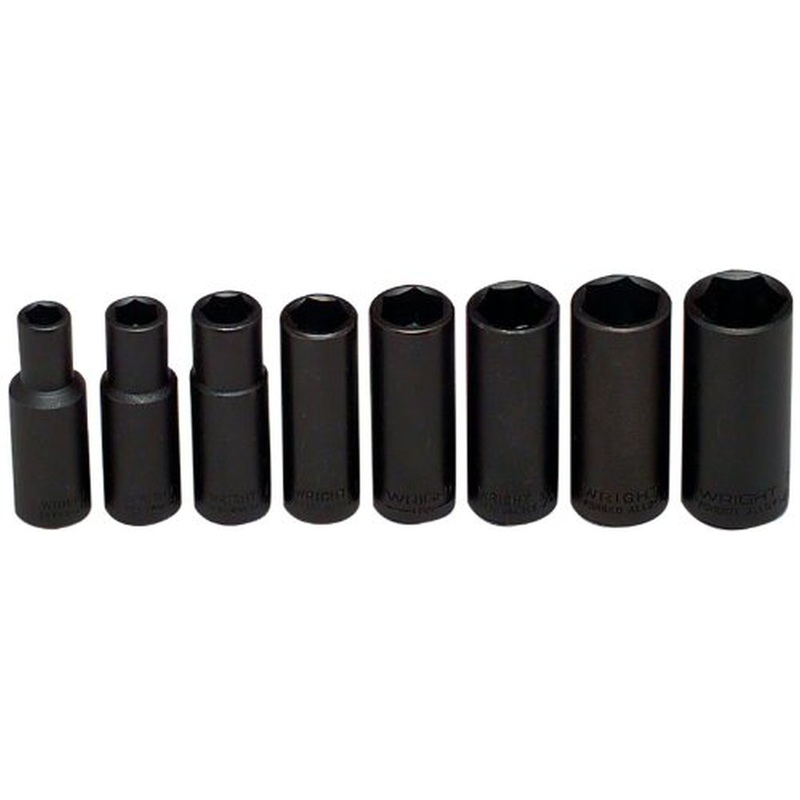 Wright Tool 314 3/8 in. Drive 6 Point Black Oxide Alloy Steel Deep Impact Socket Set, 8 Piece Set